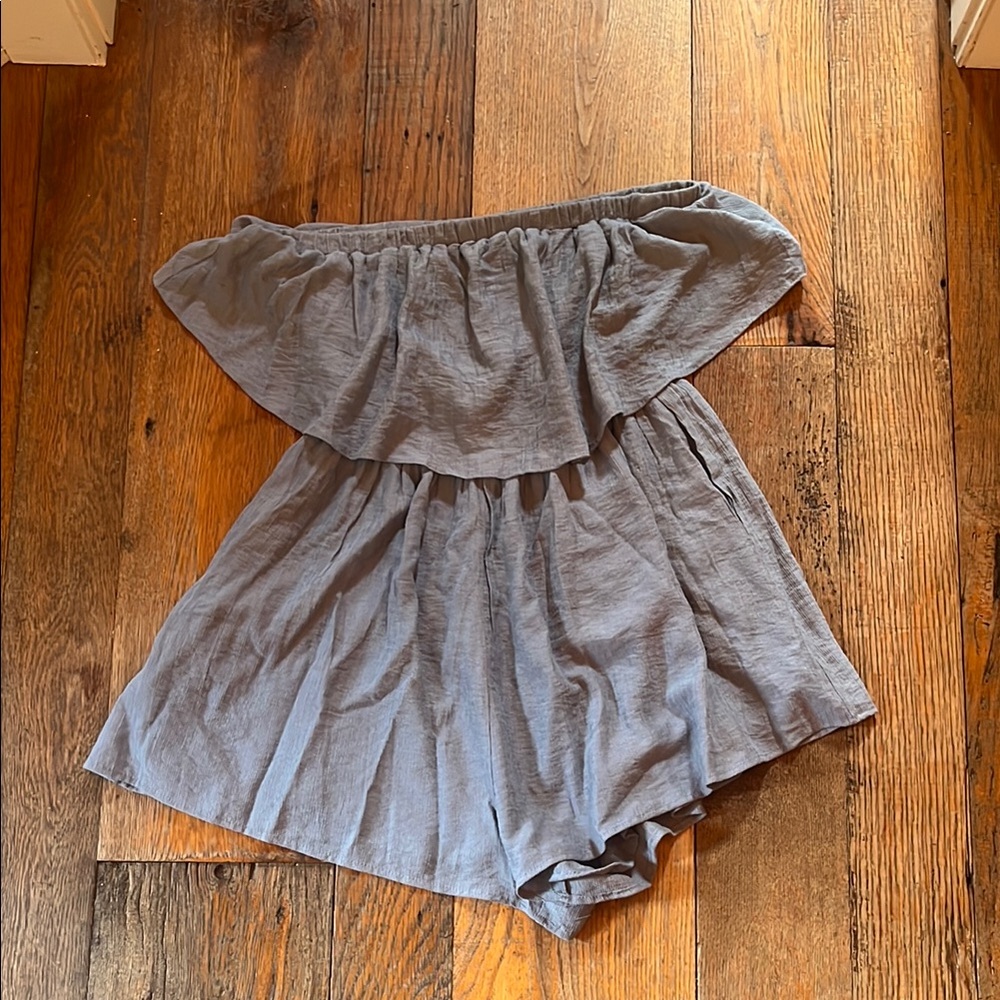 Women's Light Blue Off-Shoulder Romper